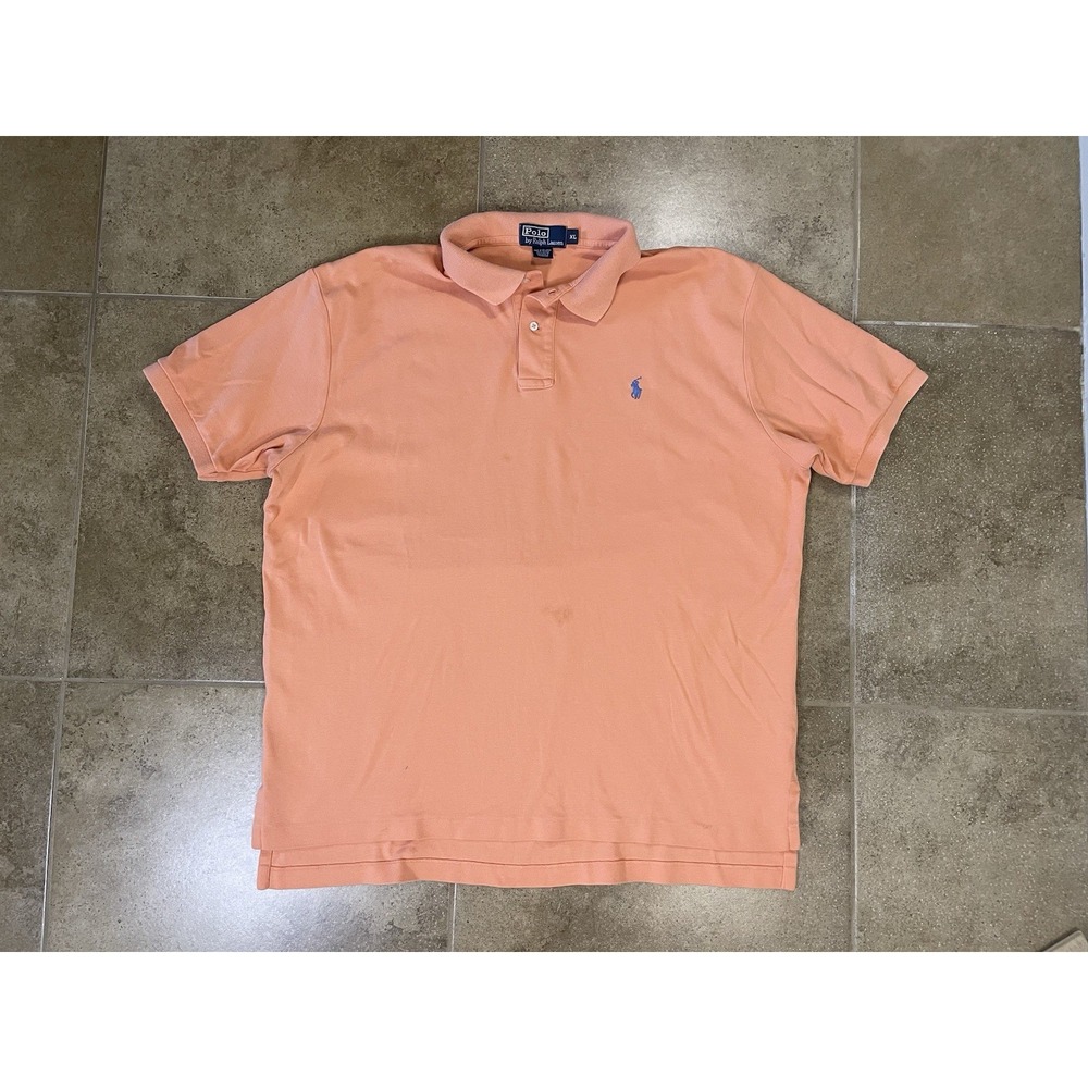 VTG Polo Ralph Lauren Polo Shirt Mens XL Coral Short Sleeve Cotton Classic Prep